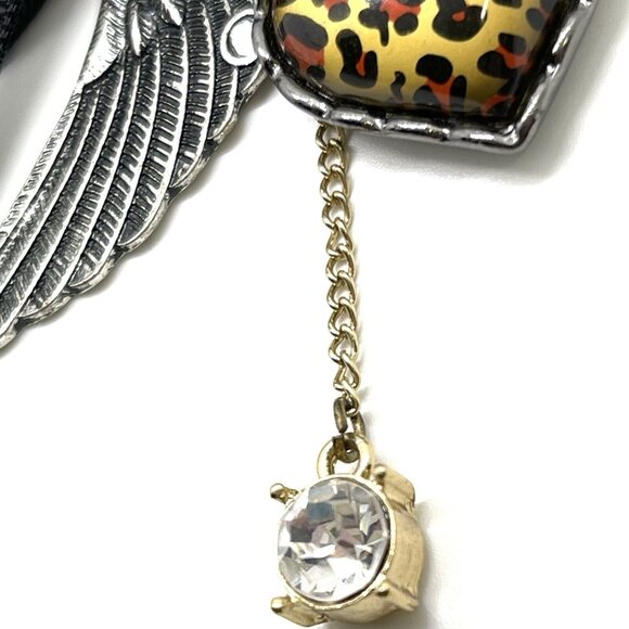 Betsey Johnson Fairy Goth Wing Heart Leopard Multi-layer Chain Crystal Bracelet - Picture 5 of 12